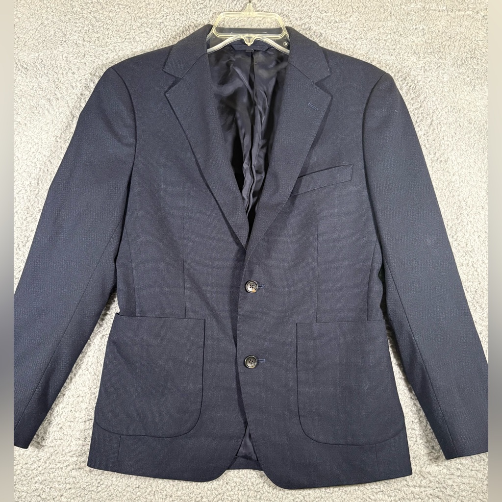 Bonobos Navy Blue Knit Wool Sportcoat Blazer Athletic Cut 36s Lanificio Comero